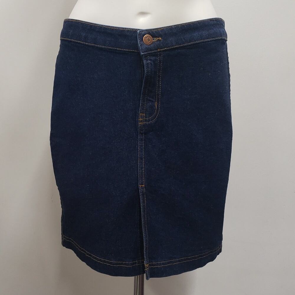 l.e.i Denim Skirt Juniors Size 5 Dark Wash Pencil Front Slit